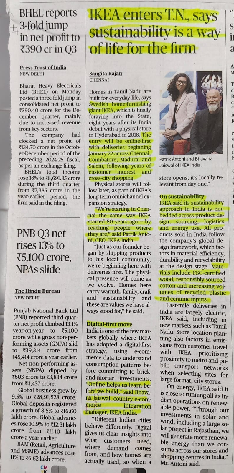 IKEA entered T.N. says sustainability is a way of life to the firm